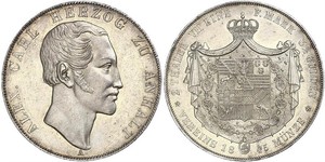 2 Thaler Anhalt-Bernburg (1603 - 1863) Argento Alessandro Carlo di Anhalt-Bernburg(1805 – 1863)