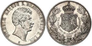 2 Thaler Ducato di Brunswick (1815 - 1918) Argento Guglielmo VIII di Brunswick