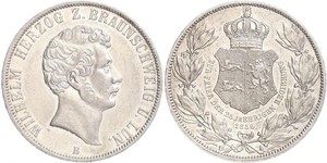 2 Thaler Ducato di Brunswick (1815 - 1918) Argento Guglielmo VIII di Brunswick