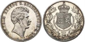 2 Thaler Ducato di Brunswick (1815 - 1918) Argento Guglielmo VIII di Brunswick