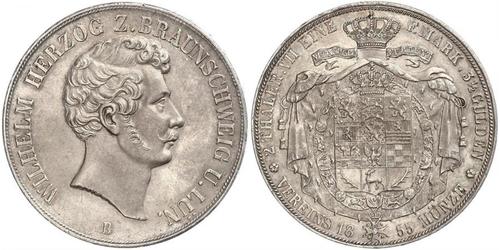 2 Thaler Ducato di Brunswick (1815 - 1918) Argento Guglielmo VIII di Brunswick