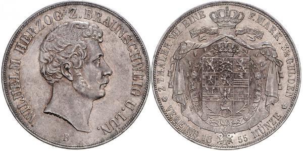 2 Thaler Ducato di Brunswick (1815 - 1918) Argento Guglielmo VIII di Brunswick