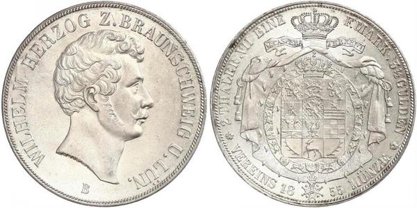 2 Thaler Ducato di Brunswick (1815 - 1918) Argento Guglielmo VIII di Brunswick