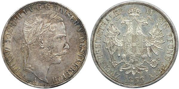 2 Thaler Impero austriaco (1804-1867) Argento Franz Joseph I (1830 - 1916)