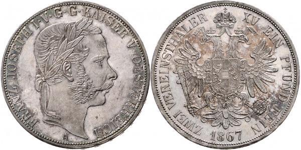 2 Thaler Impero austriaco (1804-1867) Argento Franz Joseph I (1830 - 1916)