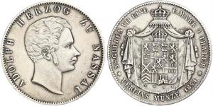 2 Thaler Nassau (stato) (1806 - 1866) Argento Adolfo di Lussemburgo