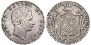 2 Thaler Nassau (stato) (1806 - 1866) Argento Adolfo di Lussemburgo