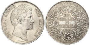 2 Thaler Regno di Baviera (1806 - 1918) Argento Ludovico I di Baviera (re)(1786 – 1868)