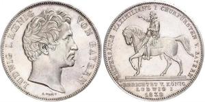2 Thaler Regno di Baviera (1806 - 1918) Argento Ludovico I di Baviera (re)(1786 – 1868)