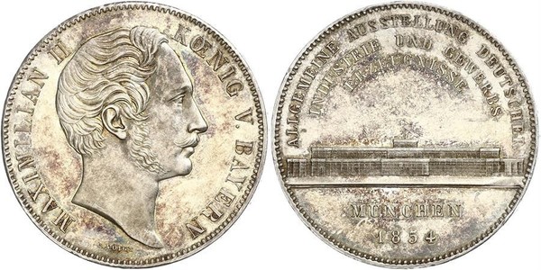 2 Thaler Regno di Baviera (1806 - 1918) Argento Massimiliano II di Baviera(1811 - 1864)