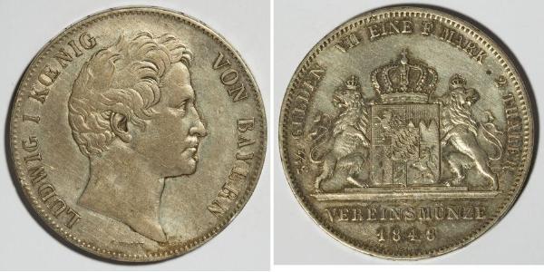 2 Thaler Regno di Baviera (1806 - 1918) Argento Ludovico I di Baviera (re)(1786 – 1868)