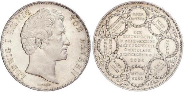 2 Thaler Regno di Baviera (1806 - 1918) Argento Ludovico I di Baviera (re)(1786 – 1868)