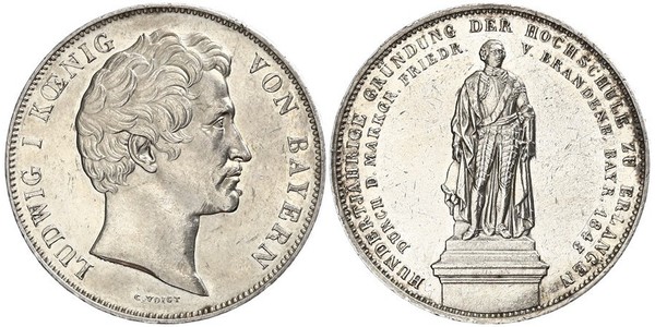 2 Thaler Regno di Baviera (1806 - 1918) Argento Ludovico I di Baviera (re)(1786 – 1868)