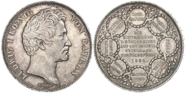 2 Thaler Regno di Baviera (1806 - 1918) Argento Ludovico I di Baviera (re)(1786 – 1868)