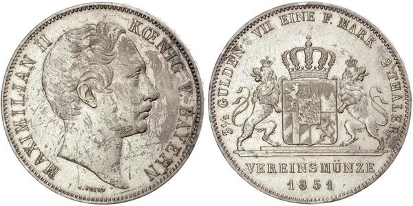 2 Thaler Regno di Baviera (1806 - 1918) Argento Massimiliano II di Baviera(1811 - 1864)
