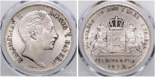 2 Thaler Regno di Baviera (1806 - 1918) Argento Massimiliano II di Baviera(1811 - 1864)