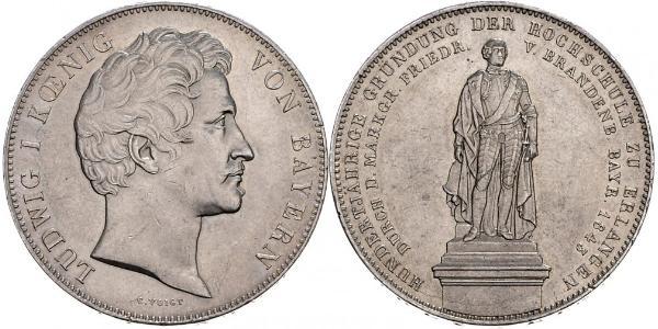 2 Thaler Regno di Baviera (1806 - 1918) Argento Ludovico I di Baviera (re)(1786 – 1868)