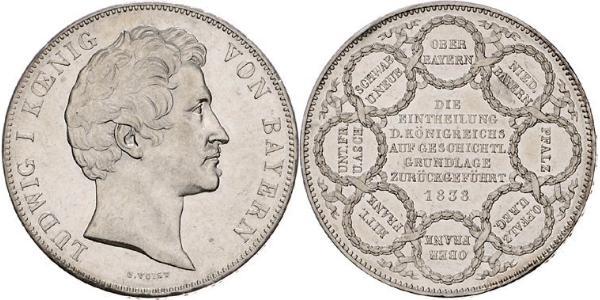 2 Thaler Regno di Baviera (1806 - 1918) Argento Ludovico I di Baviera (re)(1786 – 1868)