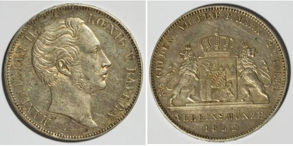 2 Thaler Regno di Baviera (1806 - 1918) Argento Massimiliano II di Baviera(1811 - 1864)