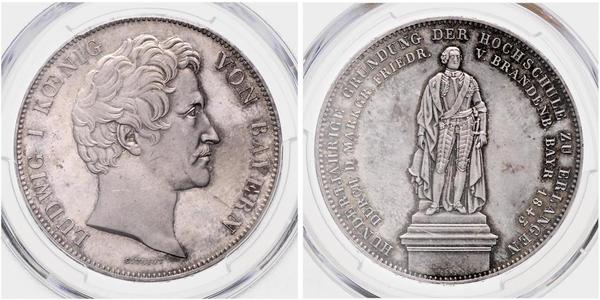 2 Thaler Regno di Baviera (1806 - 1918) Argento Ludovico I di Baviera (re)(1786 – 1868)