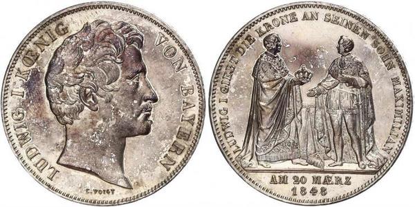 2 Thaler Regno di Baviera (1806 - 1918) Argento Ludovico I di Baviera (re)(1786 – 1868)