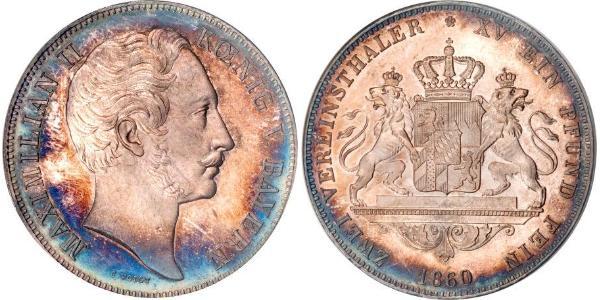 2 Thaler Regno di Baviera (1806 - 1918) Argento Massimiliano II di Baviera(1811 - 1864)