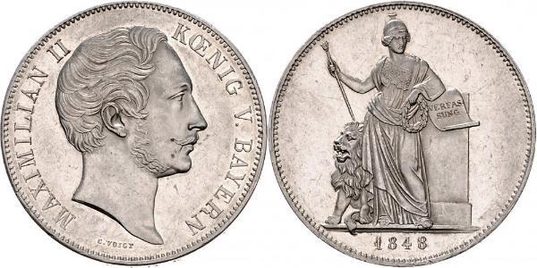 2 Thaler Regno di Baviera (1806 - 1918) Argento Massimiliano II di Baviera(1811 - 1864)