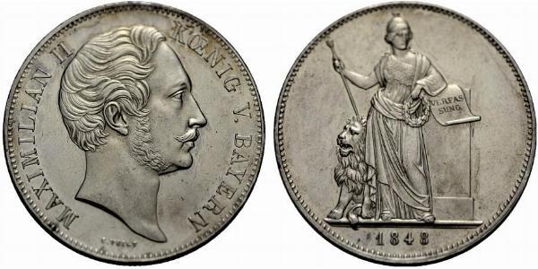 2 Thaler Regno di Baviera (1806 - 1918) Argento Massimiliano II di Baviera(1811 - 1864)