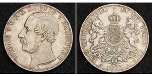 2 Thaler Regno di Hannover (1814 - 1866) Argento Giorgio V di Hannover (1819 - 1878)