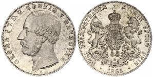 2 Thaler Regno di Hannover (1814 - 1866) Argento Giorgio V di Hannover (1819 - 1878)