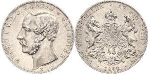 2 Thaler Regno di Hannover (1814 - 1866) Argento Giorgio V di Hannover (1819 - 1878)