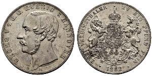 2 Thaler Regno di Hannover (1814 - 1866) Argento Giorgio V di Hannover (1819 - 1878)