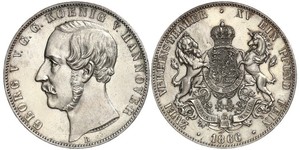 2 Thaler Regno di Hannover (1814 - 1866) Argento Giorgio V di Hannover (1819 - 1878)