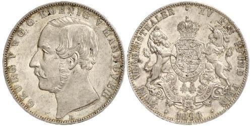 2 Thaler Regno di Hannover (1814 - 1866) Argento Giorgio V di Hannover (1819 - 1878)