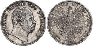 2 Thaler Regno di Prussia (1701-1918) Argento Wilhelm I, German Emperor (1797-1888)