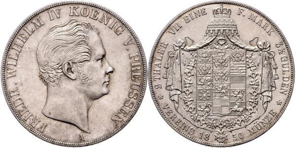 2 Thaler Regno di Prussia (1701-1918) Argento Federico Guglielmo IV di Prussia (1795 - 1861)