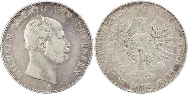 2 Thaler Regno di Prussia (1701-1918) Argento Wilhelm I, German Emperor (1797-1888)