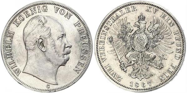 2 Thaler Regno di Prussia (1701-1918) Argento Wilhelm I, German Emperor (1797-1888)