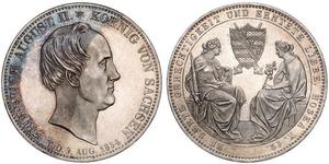 2 Thaler Regno di Sassonia (1806 - 1918) Argento Federico Augusto II di Sassonia