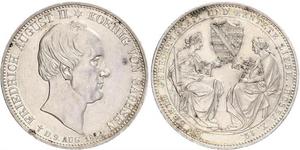 2 Thaler Regno di Sassonia (1806 - 1918) Argento Federico Augusto II di Sassonia