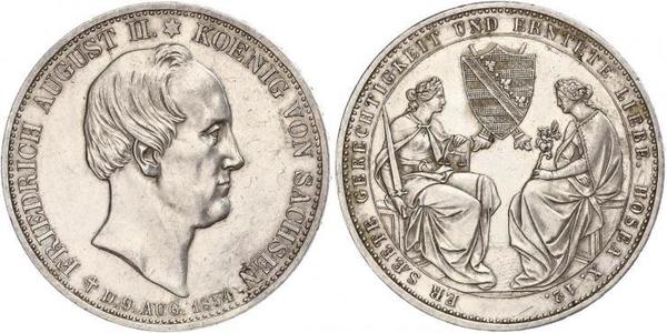 2 Thaler Regno di Sassonia (1806 - 1918) Argento Federico Augusto II di Sassonia