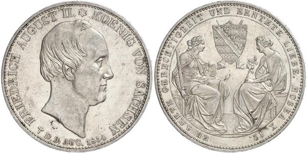 2 Thaler Regno di Sassonia (1806 - 1918) Argento Federico Augusto II di Sassonia