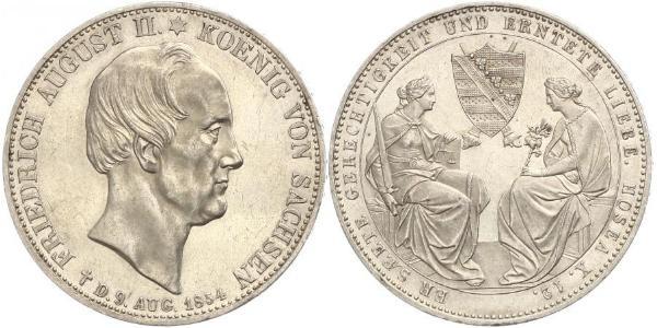 2 Thaler Regno di Sassonia (1806 - 1918) Argento Federico Augusto II di Sassonia