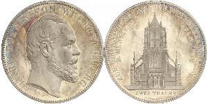 2 Thaler Regno di Württemberg (1806-1918) Argento Carlo di Württemberg