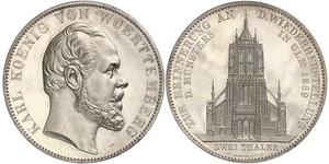 2 Thaler Regno di Württemberg (1806-1918) Argento Carlo di Württemberg