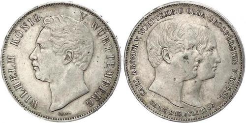 2 Thaler Regno di Württemberg (1806-1918) Argento Guglielmo I di Württemberg