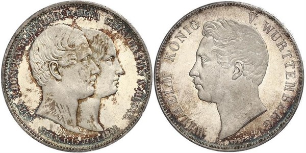 2 Thaler Regno di Württemberg (1806-1918) Argento Guglielmo I di Württemberg