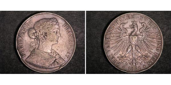 2 Thaler Stati federali della Germania Argento 