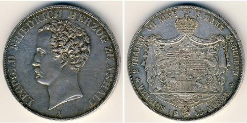 2 Thaler Anhalt (1806 - 1918) Plata Leopoldo IV de Anhalt (1794 – 1871)