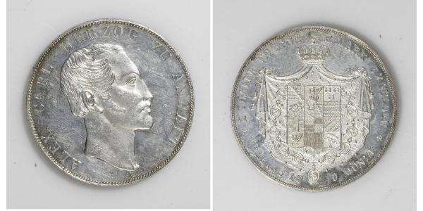 2 Thaler Anhalt-Bernburg (1603 - 1863) Plata Alexander Karl, Duke of Anhalt-Bernburg (1805 – 1863)